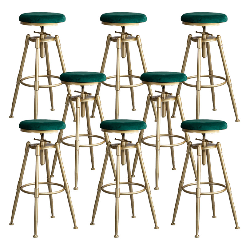 Contemporary Iron Adjustable Height Bar Stool Upholstered Bar Stool with Footrest
