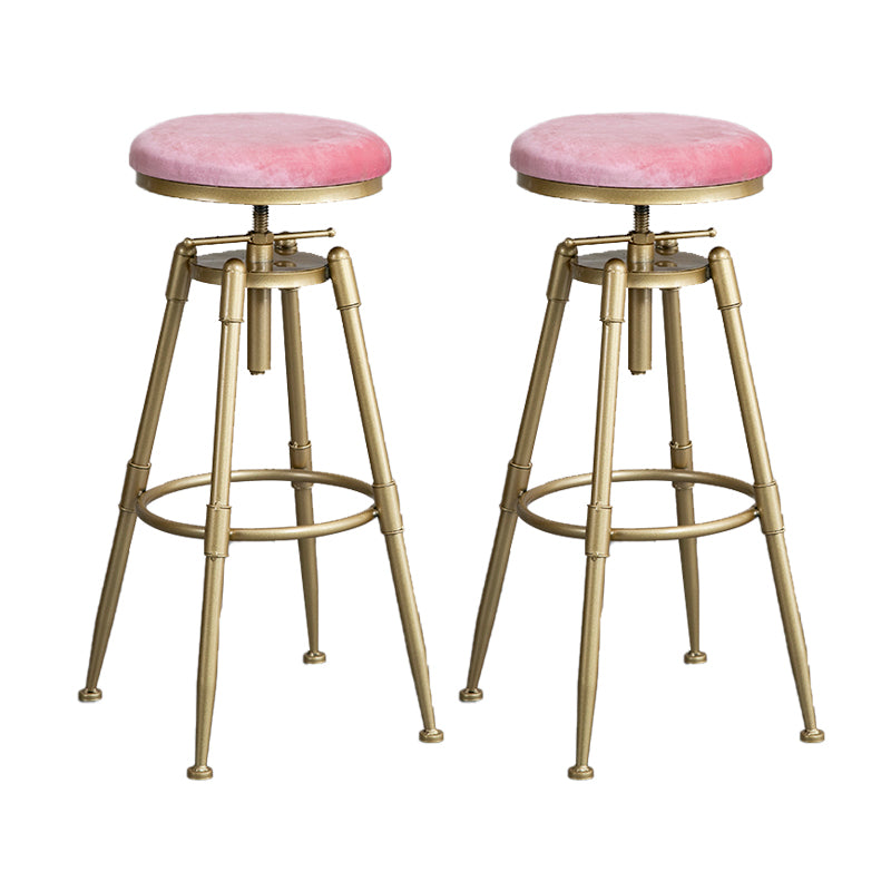 Contemporary Iron Adjustable Height Bar Stool Upholstered Bar Stool with Footrest