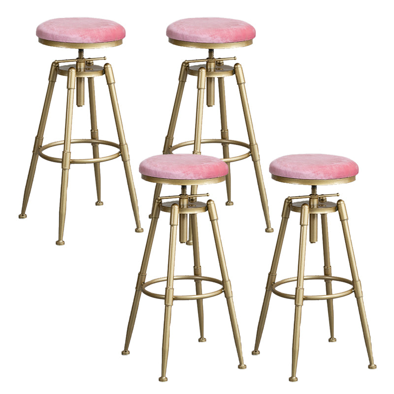 Contemporary Iron Adjustable Height Bar Stool Upholstered Bar Stool with Footrest