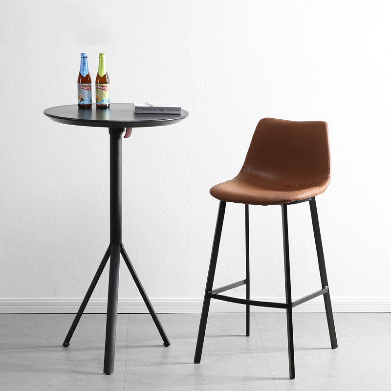 Contemporary Leather Bar Height Stool Metal Base Bar Stool for Living Room