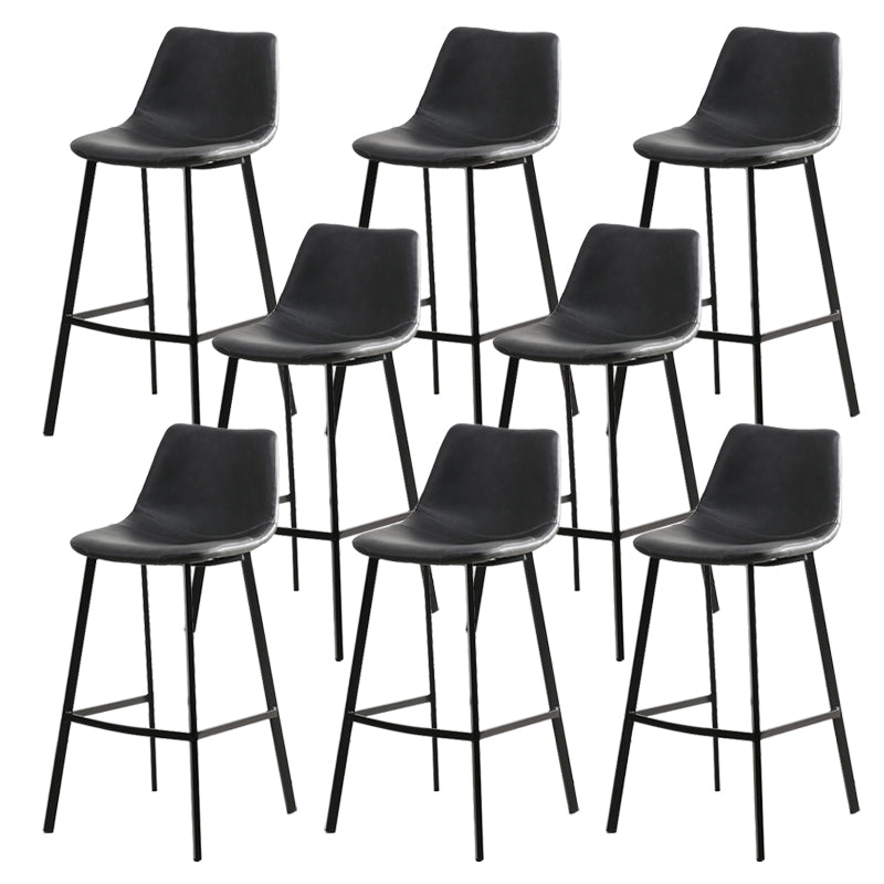 Contemporary Leather Bar Height Stool Metal Base Bar Stool for Living Room