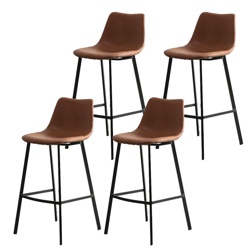 Contemporary Leather Bar Height Stool Metal Base Bar Stool for Living Room