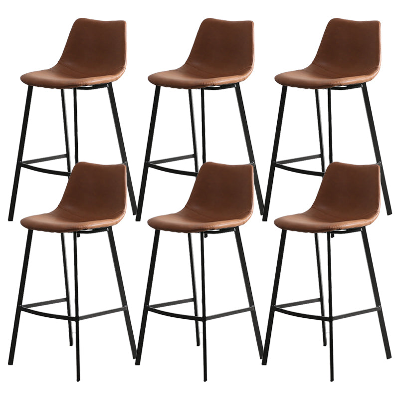 Contemporary Leather Bar Height Stool Metal Base Bar Stool for Living Room