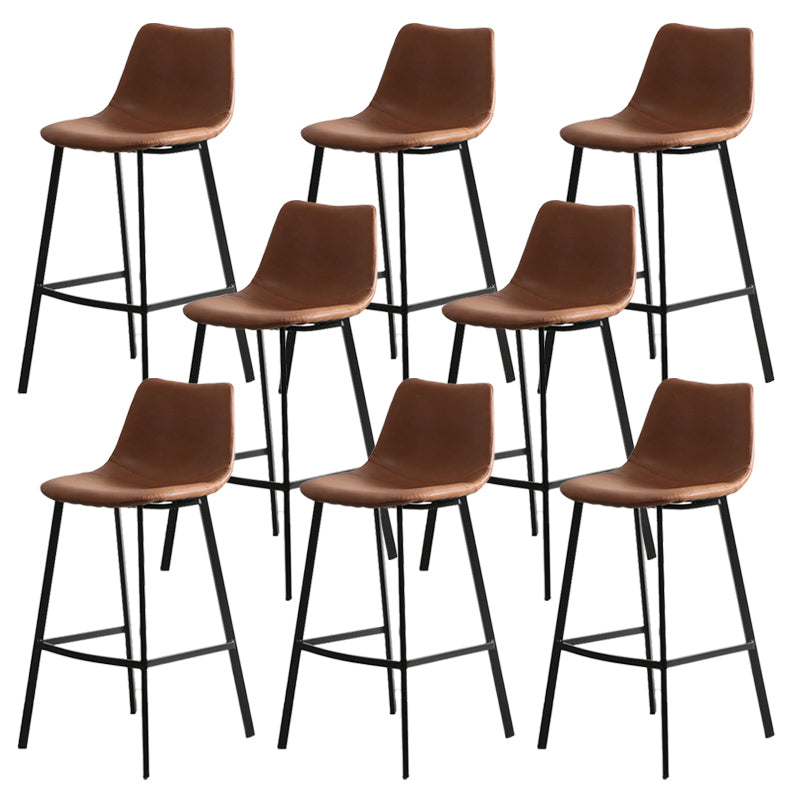 Contemporary Leather Bar Height Stool Metal Base Bar Stool for Living Room