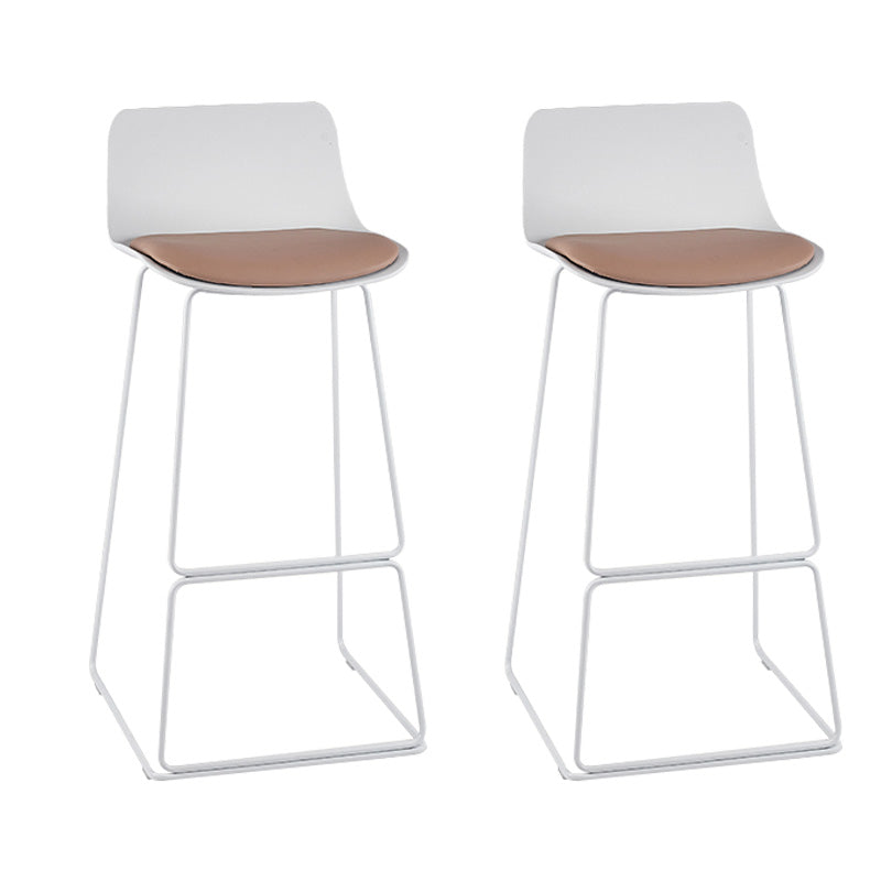 Scandinavian Low Back Bar Stool Plastic Stool with Metal Base