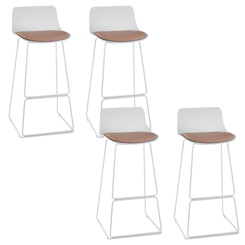 Scandinavian Low Back Bar Stool Plastic Stool with Metal Base