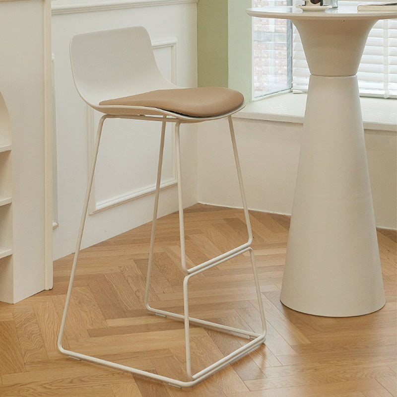 Scandinavian Low Back Bar Stool Plastic Stool with Metal Base