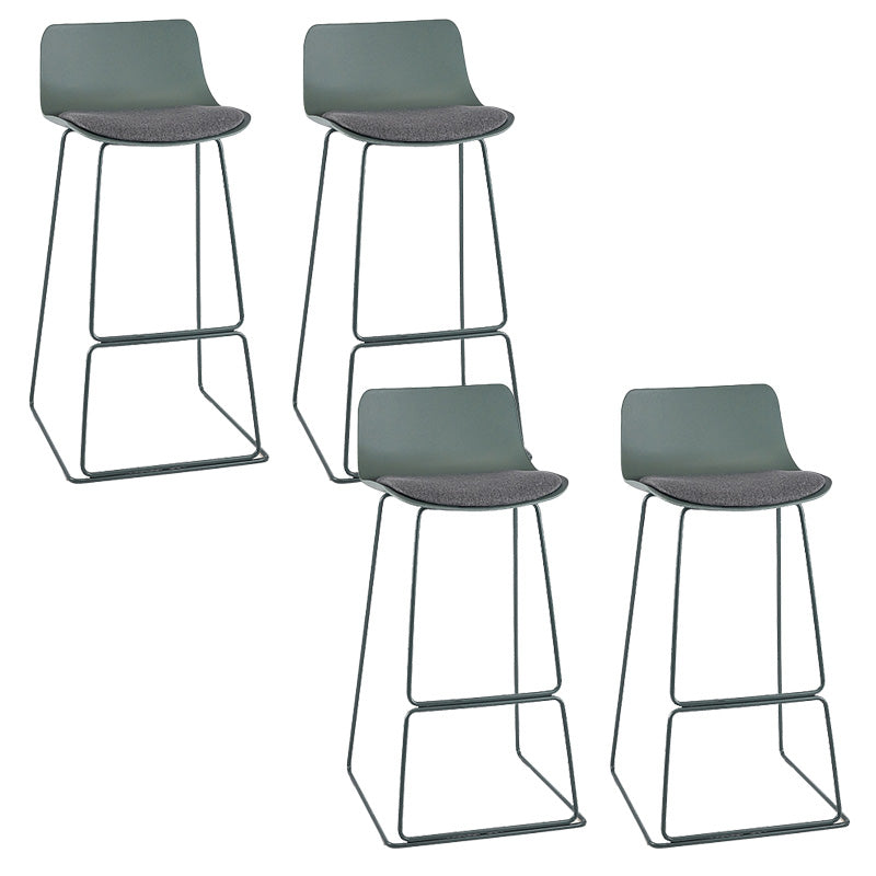 Scandinavian Low Back Bar Stool Plastic Stool with Metal Base