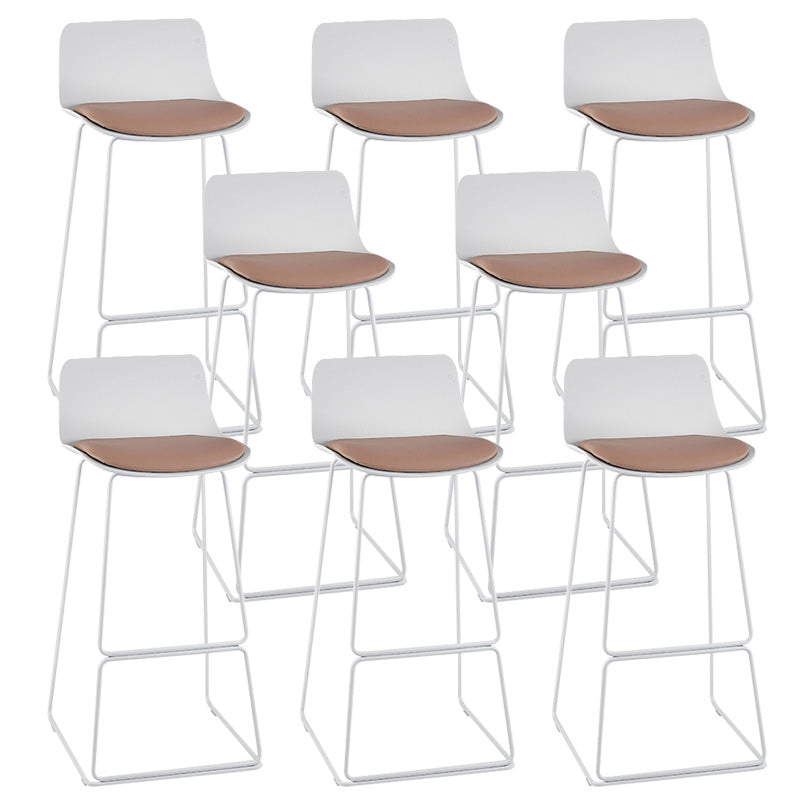 Scandinavian Low Back Bar Stool Plastic Stool with Metal Base