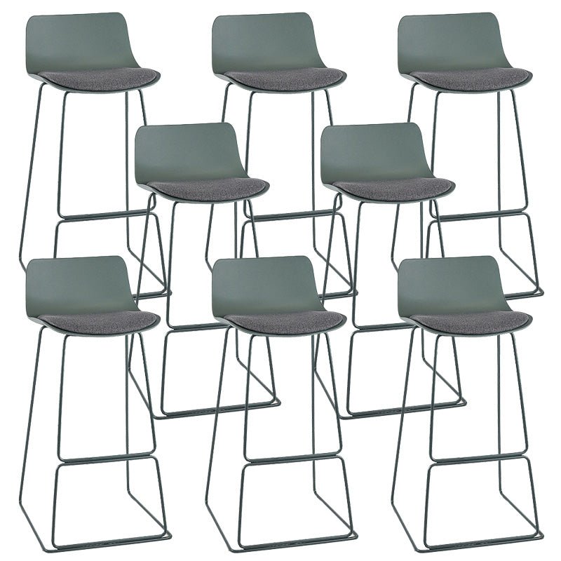 Scandinavian Low Back Bar Stool Plastic Stool with Metal Base