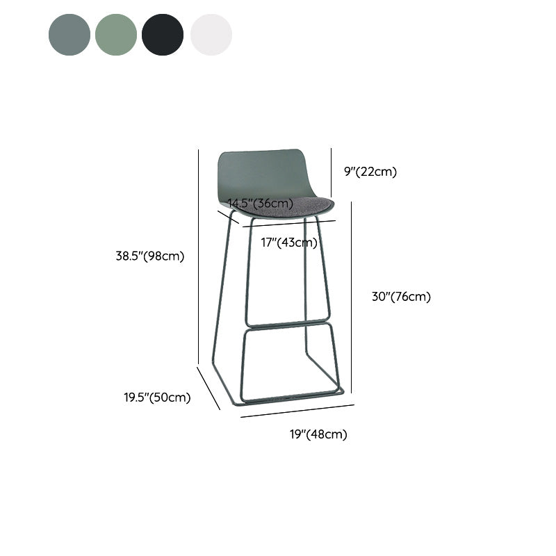 Scandinavian Low Back Bar Stool Plastic Stool with Metal Base