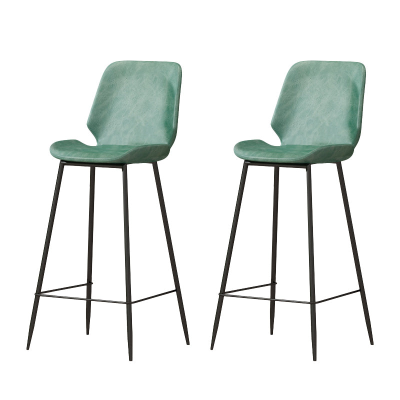 Contemporary Leather Counter Stool Armless Stool with Metal Legs