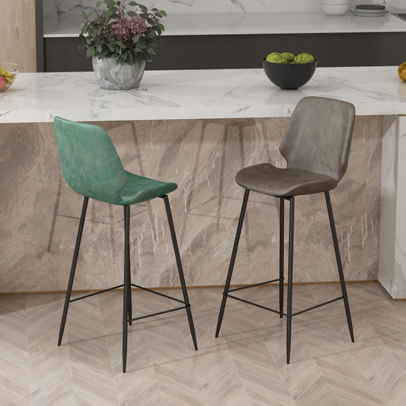 Contemporary Leather Counter Stool Armless Stool with Metal Legs