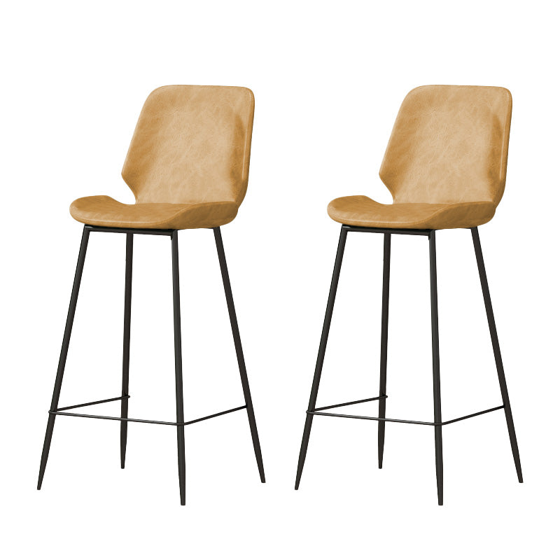 Contemporary Leather Counter Stool Armless Stool with Metal Legs