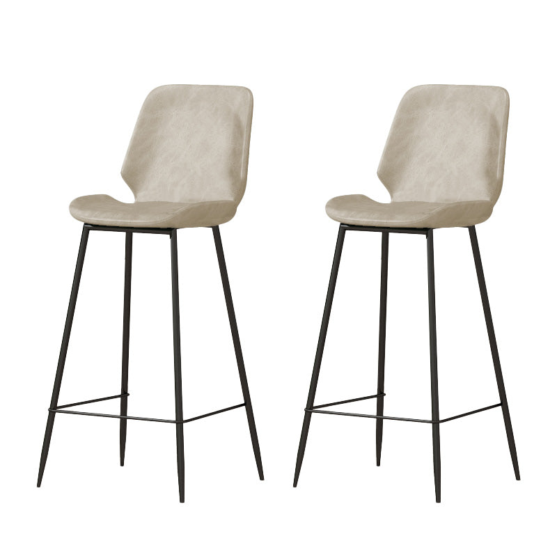 Contemporary Leather Counter Stool Armless Stool with Metal Legs