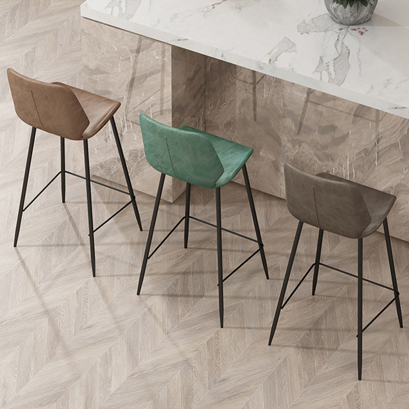 Contemporary Leather Counter Stool Armless Stool with Metal Legs