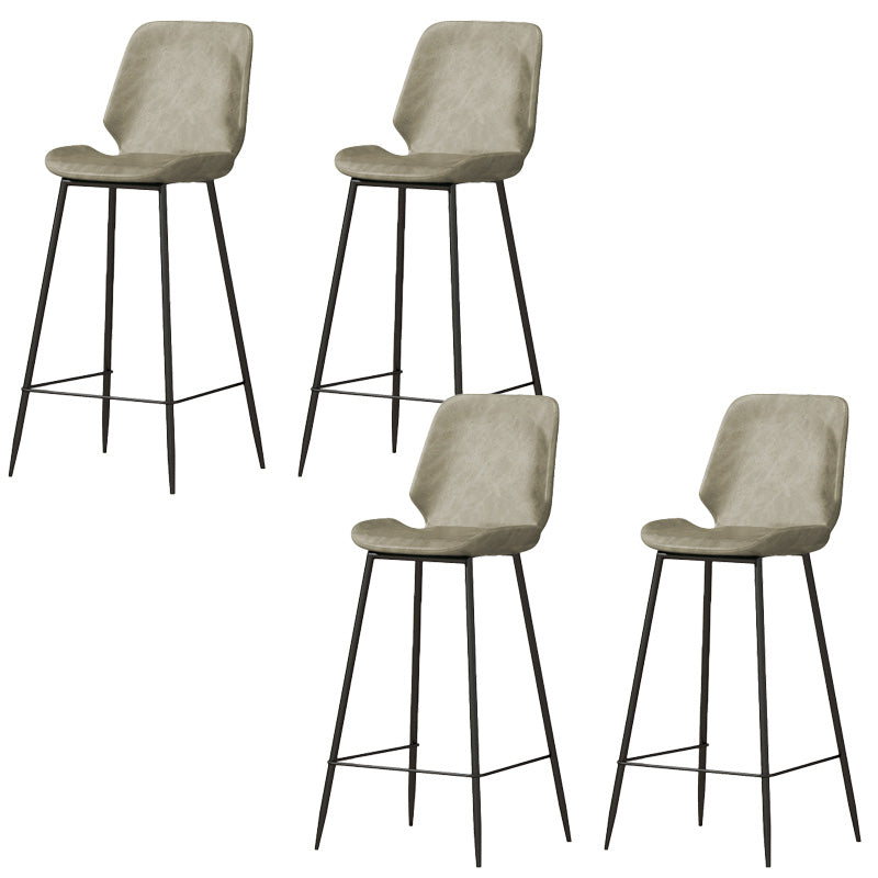 Contemporary Leather Counter Stool Armless Stool with Metal Legs