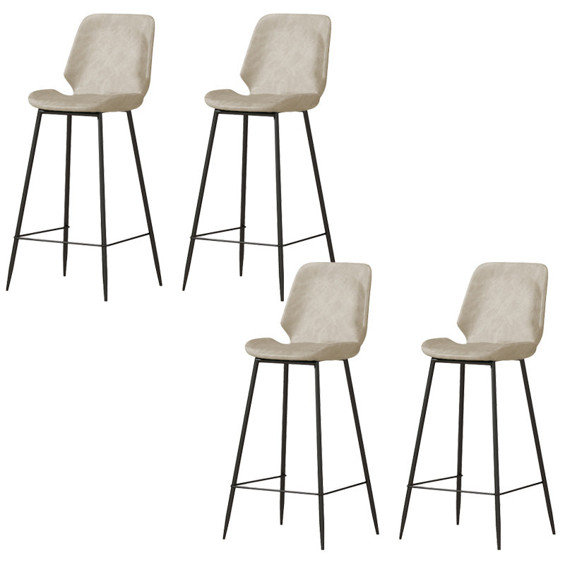 Contemporary Leather Counter Stool Armless Stool with Metal Legs