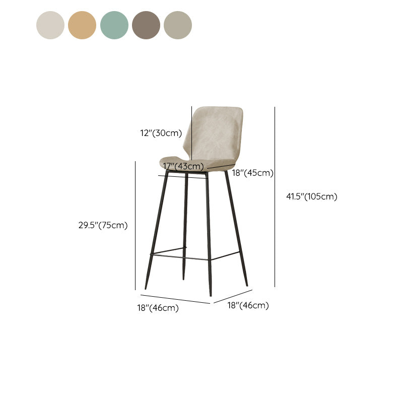 Contemporary Leather Counter Stool Armless Stool with Metal Legs