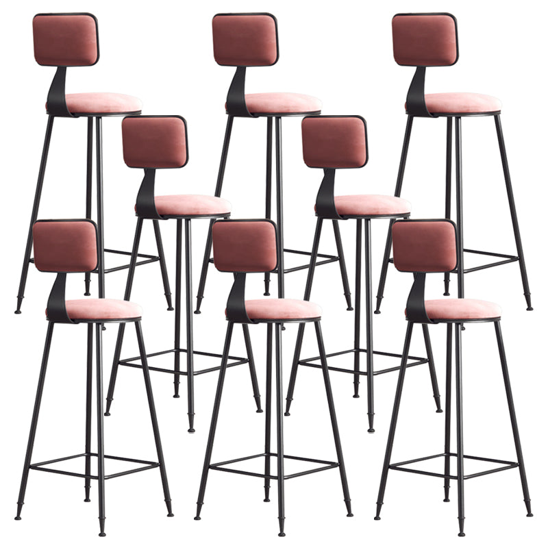 Modern Armless Backrest Counter Stool Iron Balcony Bar Stool with Cushion and Pedal