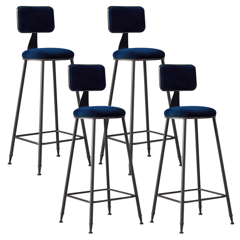 Modern Armless Backrest Counter Stool Iron Balcony Bar Stool with Cushion and Pedal