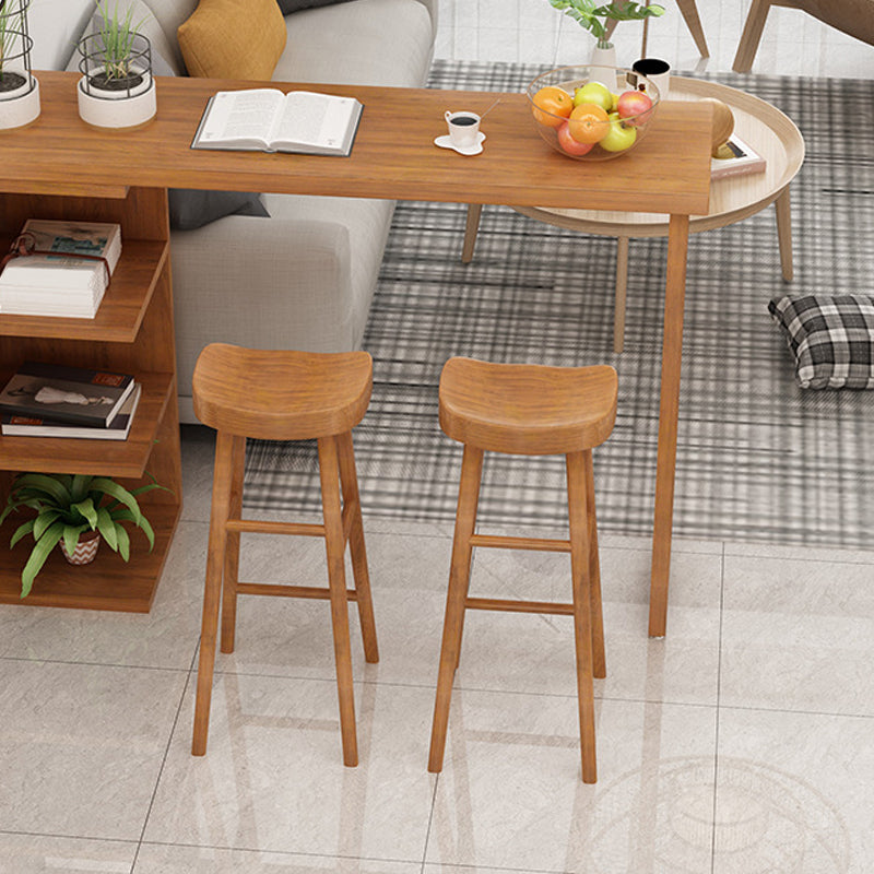 Industrial Counter High Stool Solid Wood Backless Bar Stool with 4 Legs
