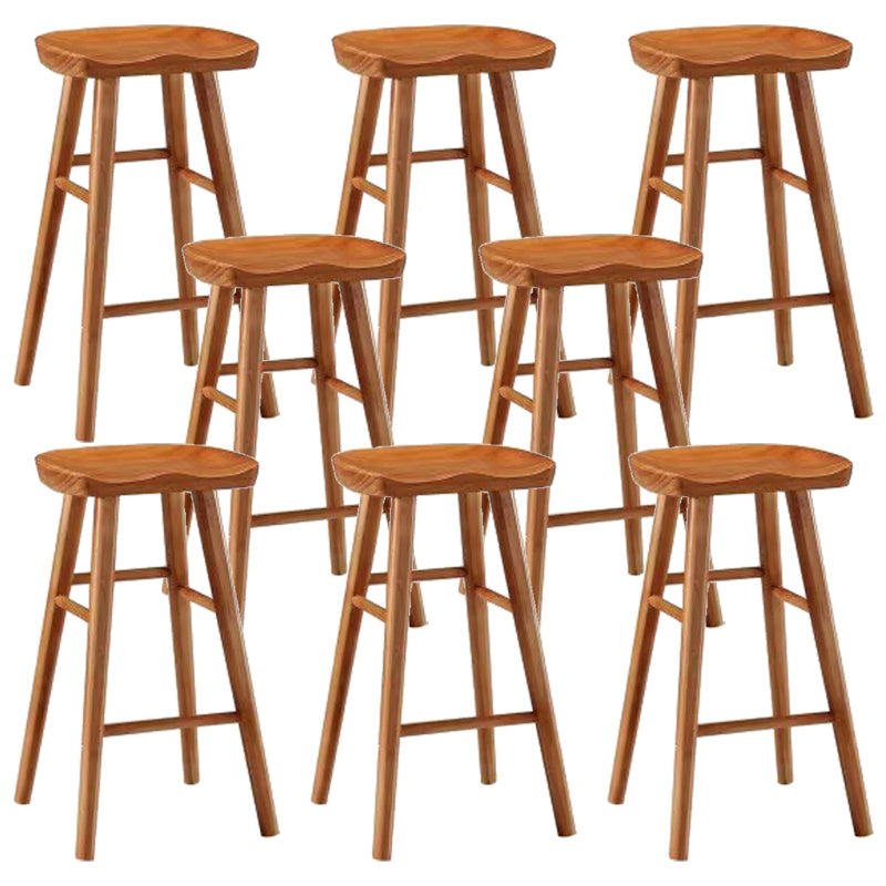 Industrial Counter High Stool Solid Wood Backless Bar Stool with 4 Legs