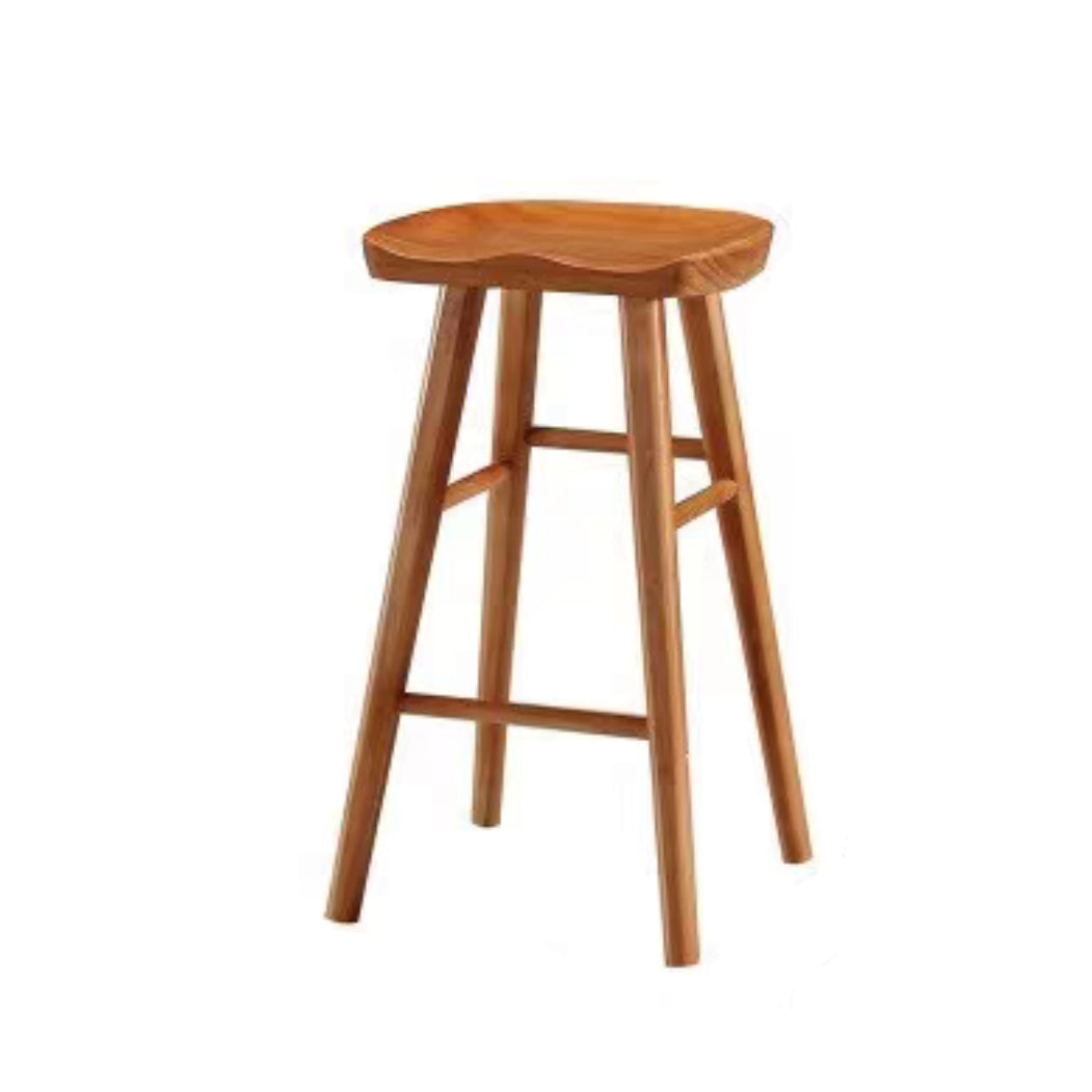 Industrial Counter High Stool Solid Wood Backless Bar Stool with 4 Legs