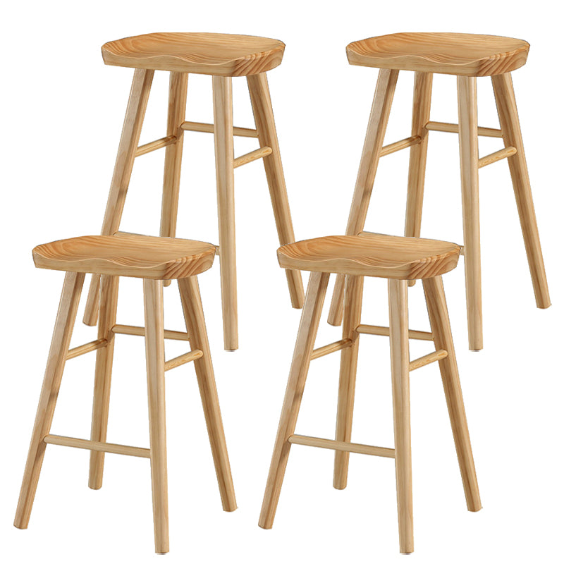 Modern Armless Backless Counter Stool Pine Wood Cafe Bar Stool with Pedal