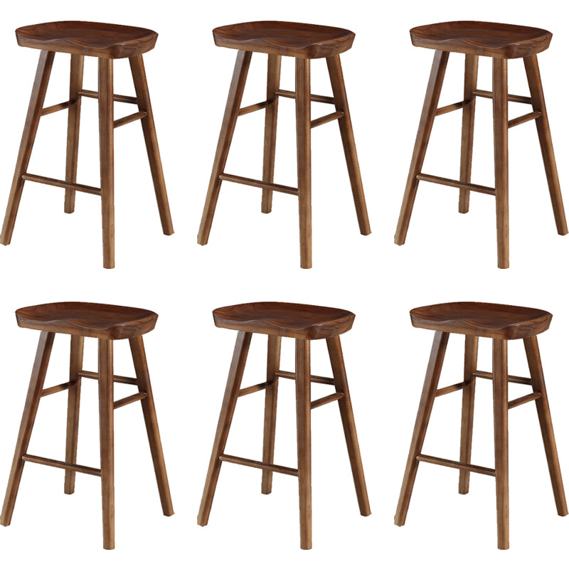 Modern Armless Backless Counter Stool Pine Wood Cafe Bar Stool with Pedal