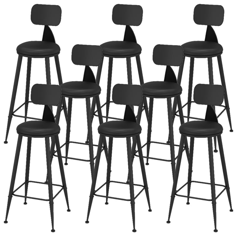 Contemporary Faux Leather Counter Stools Metal Bar Stools for Home Use