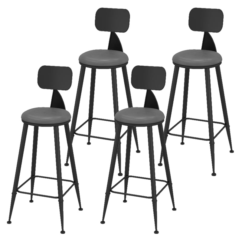 Contemporary Faux Leather Counter Stools Metal Bar Stools for Home Use