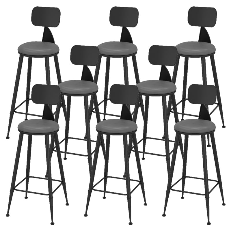 Contemporary Faux Leather Counter Stools Metal Bar Stools for Home Use