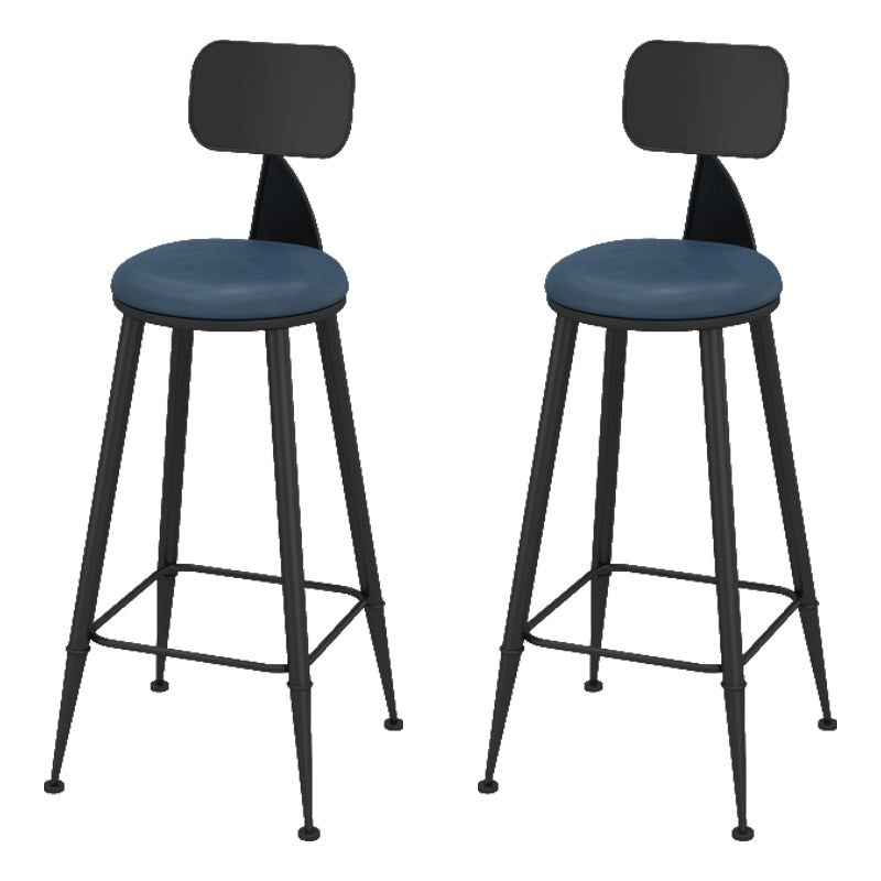 Contemporary Faux Leather Counter Stools Metal Bar Stools for Home Use