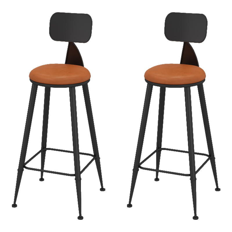 Contemporary Faux Leather Counter Stools Metal Bar Stools for Home Use