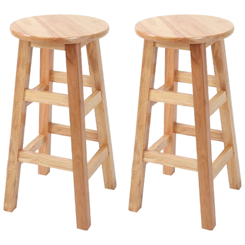 Industrial Armless Counter High Stool Solid Wood Backless Cafe Bar Stool with 4 Legs