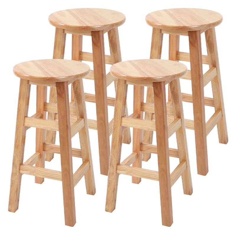 Industrial Armless Counter High Stool Solid Wood Backless Cafe Bar Stool with 4 Legs