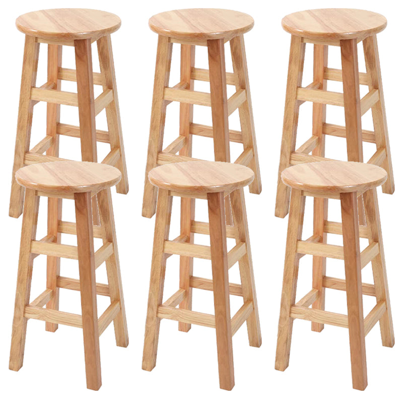 Industrial Armless Counter High Stool Solid Wood Backless Cafe Bar Stool with 4 Legs