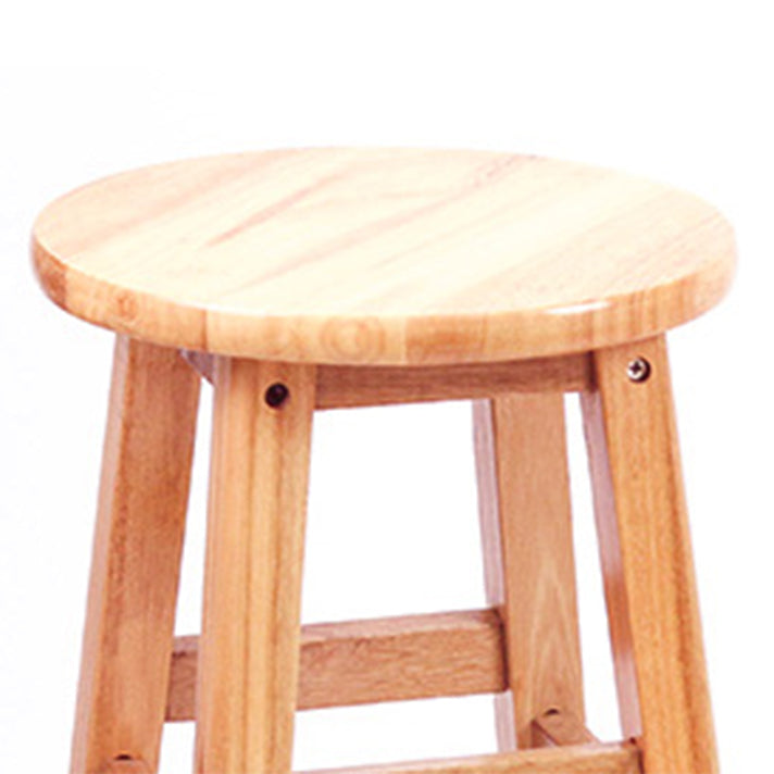 Industrial Armless Counter High Stool Solid Wood Backless Cafe Bar Stool with 4 Legs