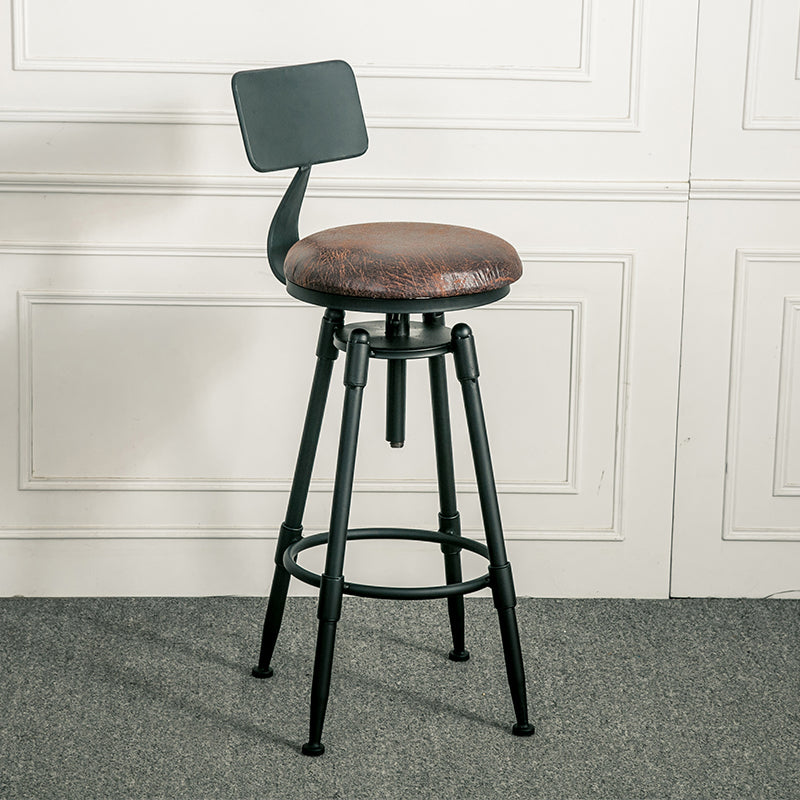 Industrial Armless Rotatable Counter Stool Iron Bar Stool with Pedal