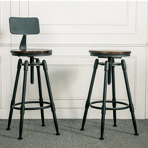 Industrial Armless Rotatable Counter Stool Iron Bar Stool with Pedal