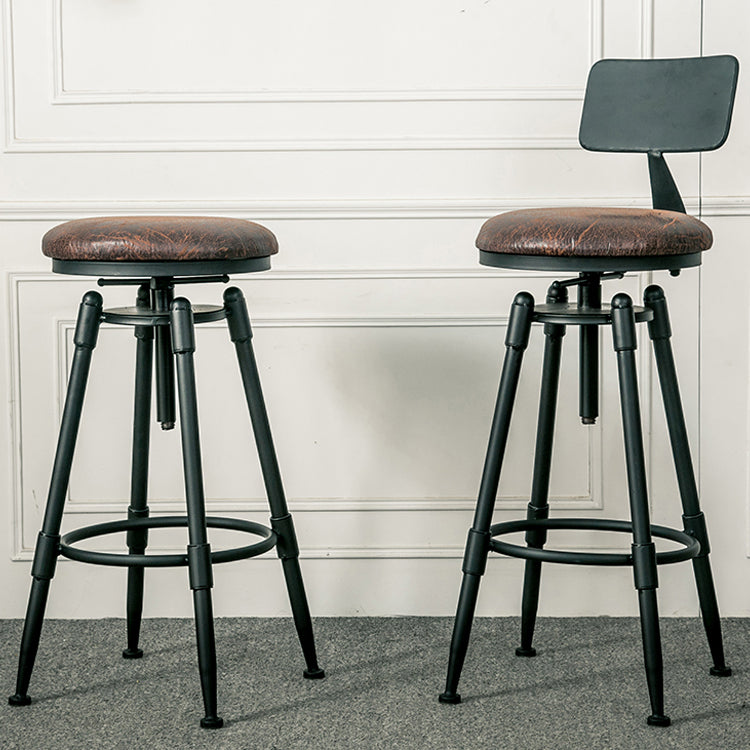 Industrial Armless Rotatable Counter Stool Iron Bar Stool with Pedal