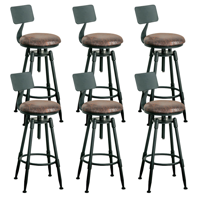 Industrial Armless Rotatable Counter Stool Iron Bar Stool with Pedal