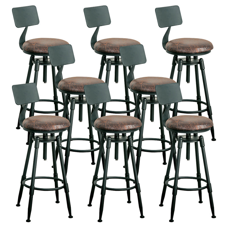 Industrial Armless Rotatable Counter Stool Iron Bar Stool with Pedal