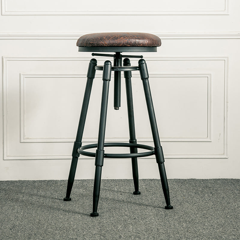 Industrial Armless Rotatable Counter Stool Iron Bar Stool with Pedal