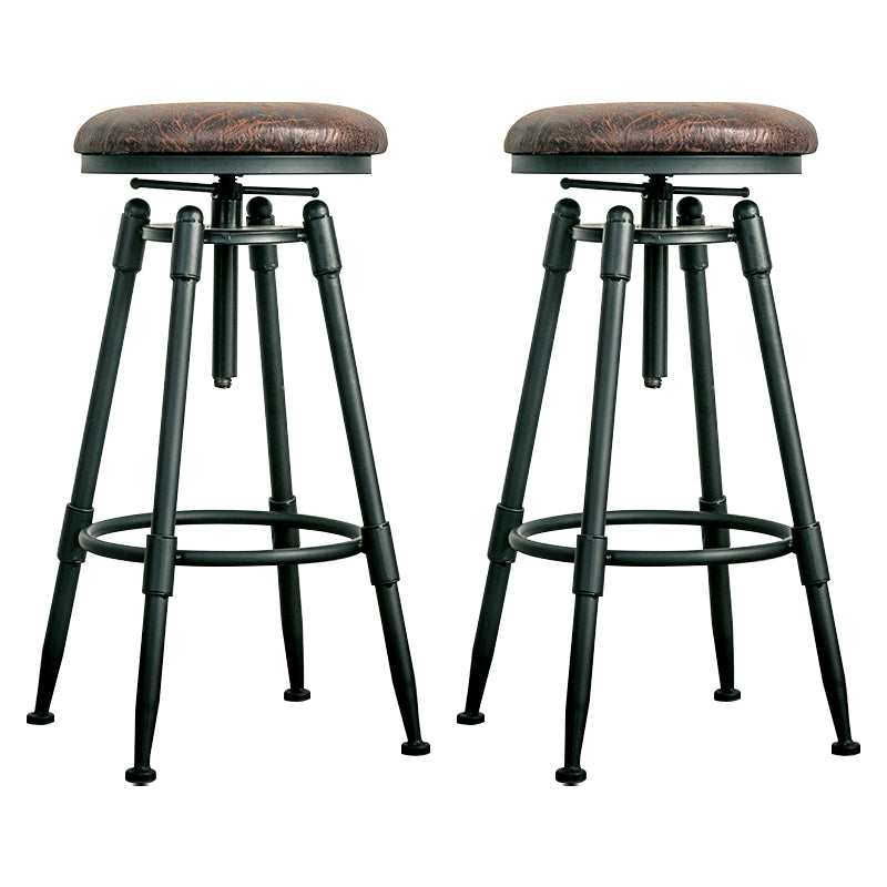 Industrial Armless Rotatable Counter Stool Iron Bar Stool with Pedal