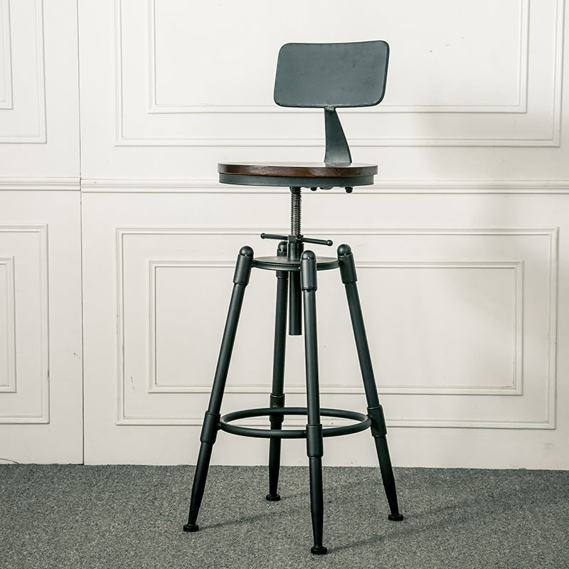 Industrial Armless Rotatable Counter Stool Iron Bar Stool with Pedal