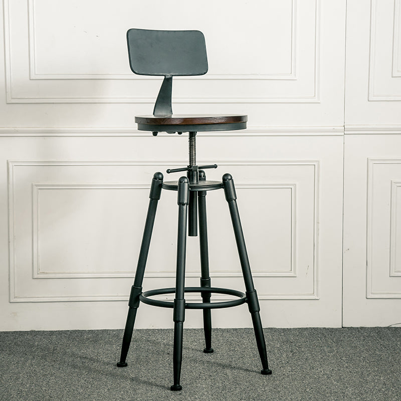 Industrial Armless Rotatable Counter Stool Iron Bar Stool with Pedal