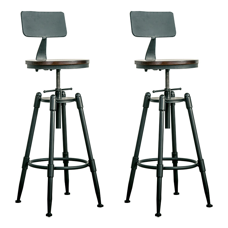 Industrial Armless Rotatable Counter Stool Iron Bar Stool with Pedal