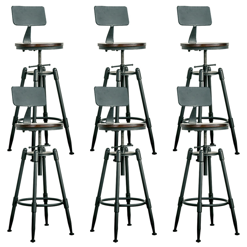 Industrial Armless Rotatable Counter Stool Iron Bar Stool with Pedal